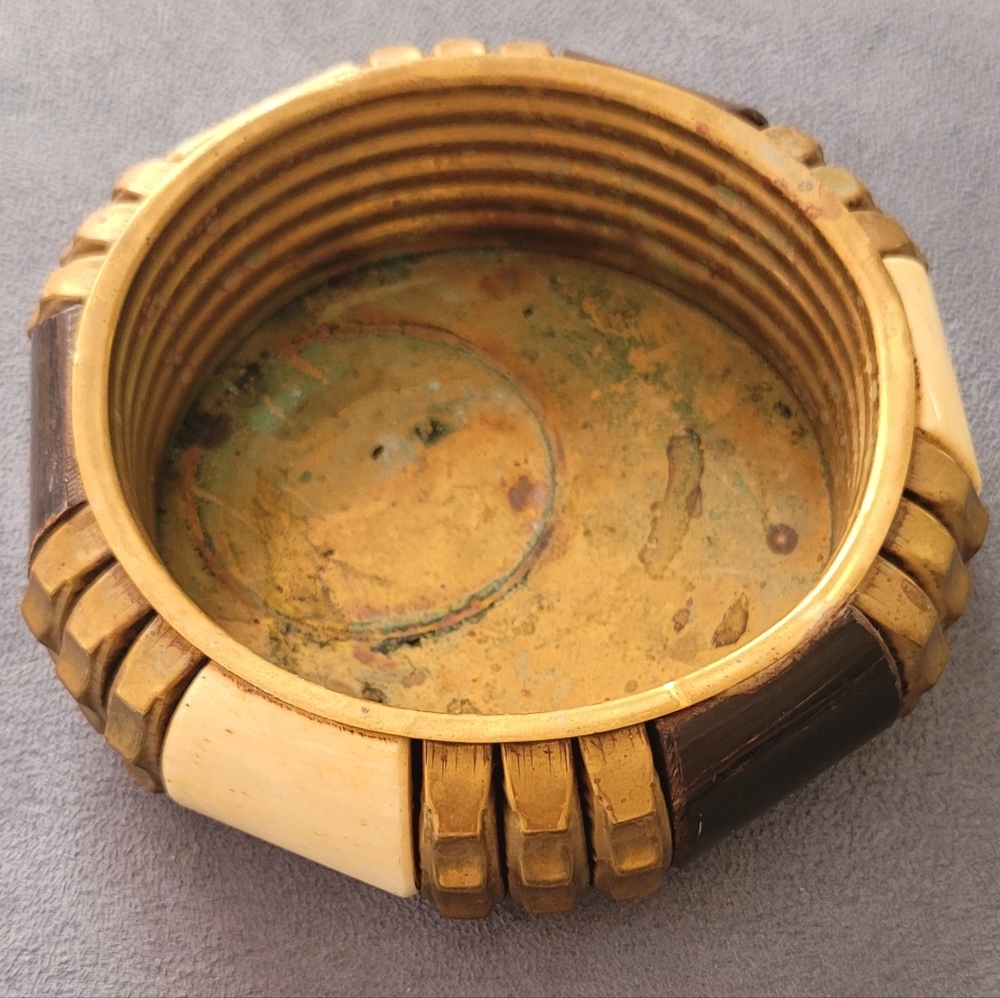 Mid-century brass wine bottle coaster dish